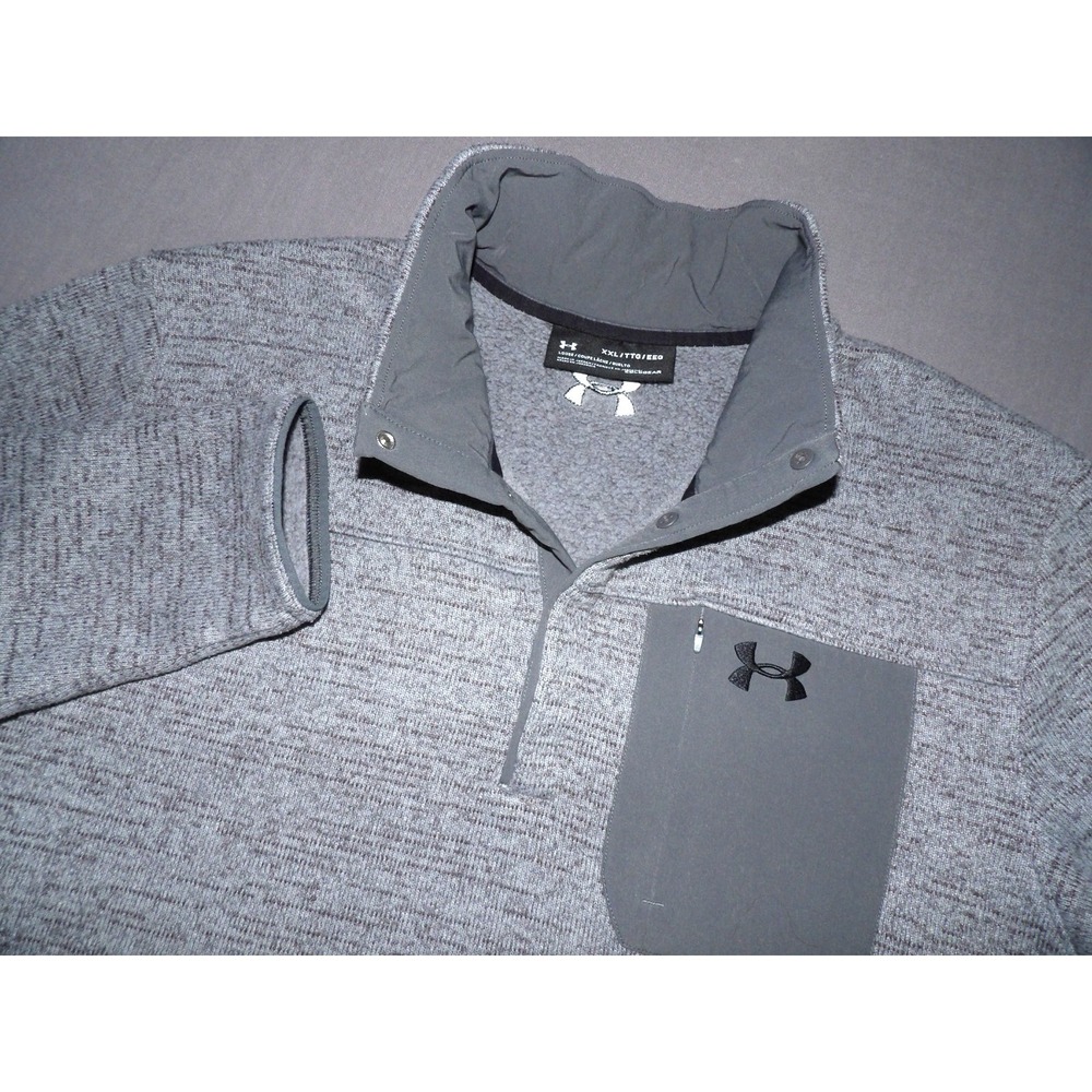 Under Armour Cold Gear Gray Pull Over Collared Snap‎ Fleece Jacket Men's XXL